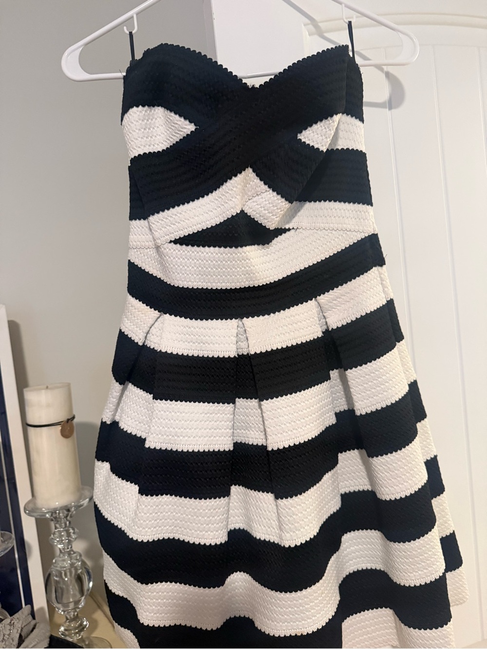 Express Black and White Strapless Party Dress